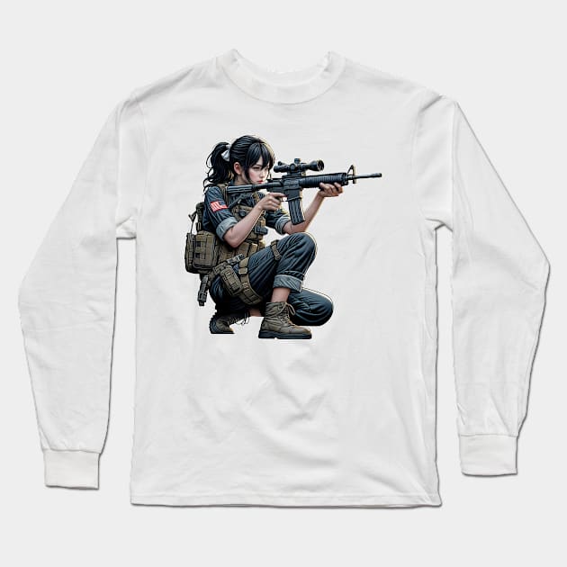 Tactical Girl Long Sleeve T-Shirt by Rawlifegraphic